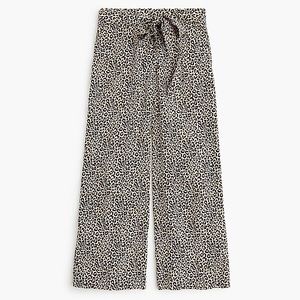 Jcrew. Wide leg cropped pant in leopard print silk